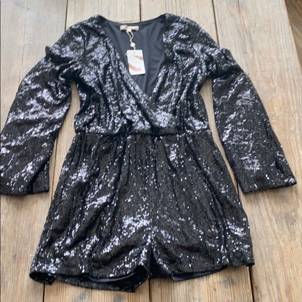 C & V sequin black Romper - Picture 5 of 7